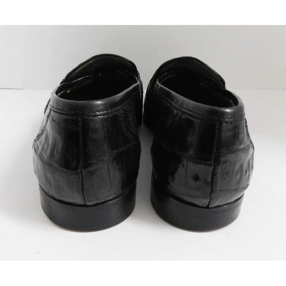 Vintage Bruno Magli Loafers 6.5 M Black Genuine Alligator Loafers Italy
